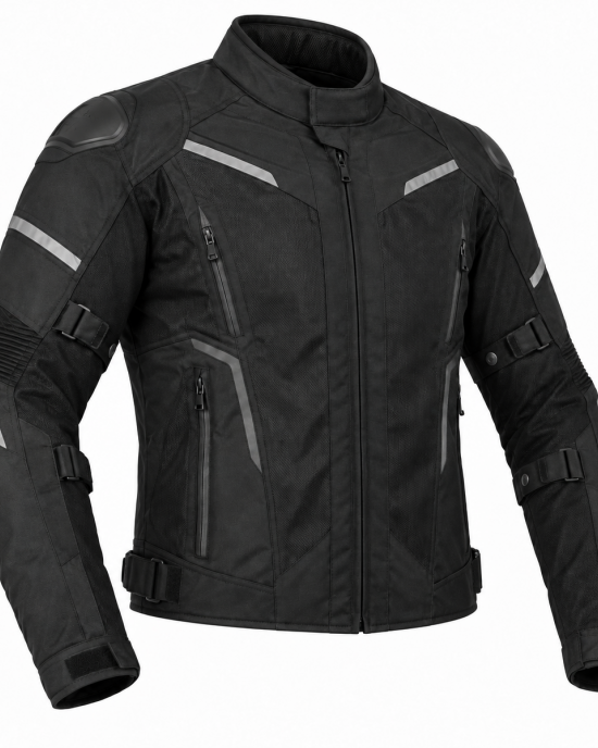 Men's Motorcycle Jacket Cordura Waterproof Riding Ce Approved Protective Gear - BLACK