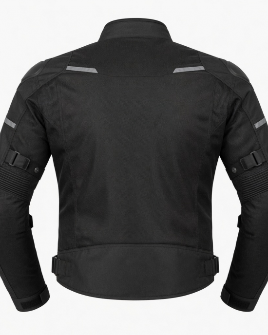 Men's Motorcycle Jacket Cordura Waterproof Riding Ce Approved Protective Gear - BLACK