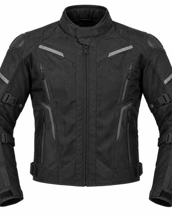 Men's Motorcycle Jacket Cordura Waterproof Riding Ce Approved Protective Gear - BLACK