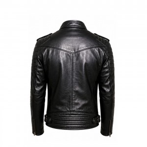 Men's Black Genuine Leather Biker Jacket Motorcycle Slim Fit Zip Coat Classic