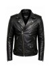 Men's Black Genuine Leather Biker Jacket Motorcycle Slim Fit Zip Coat Classic
