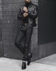 Men Slim Fit Biker Motorcycle Lambskin Leather Black Jacket Coat Outwear Jackets