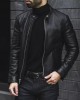 Men Slim Fit Biker Motorcycle Lambskin Leather Black Jacket Coat Outwear Jackets