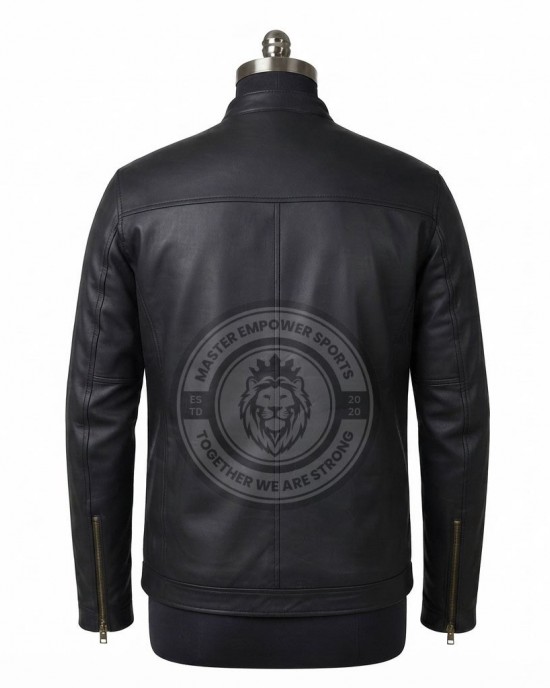 Men's Black Real Leather Jacket Slim Fit Biker Cafe Racer Motorcycle Zip Coat