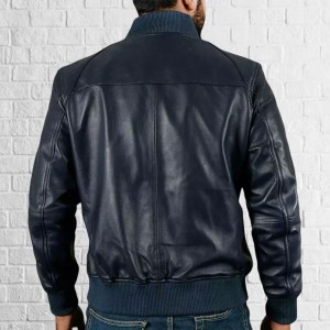 Men Slim Fit Blue Biker Motorcycle Lambskin Leather Jacket Coat Outwear Jackets