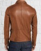Men's Genuine Tan Lambskin Leather Jacket Slim Fit Biker Motorcycle Jacket