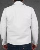 Men White Collared Leather Jacket Coat Motorcycle Biker Slim Fit Outwear Jackets