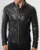 Mens Black Leather Jacket Slim Fit Biker Motorcycle Genuine Leather Coat
