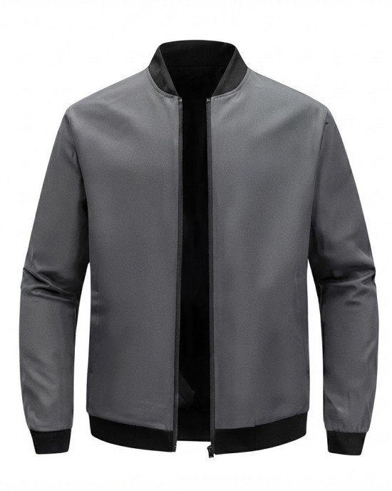 Men's Bomber Jacket Baseball Style Slim Fit Casual Outerwear - Skin