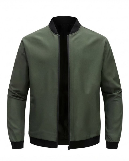 Men's Bomber Jacket Baseball Style Slim Fit Casual Outerwear - Skin