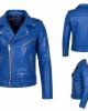 Men's Royal Blue Genuine Leather Biker Jacket Handmade Motorcycle Slim Fit Coat