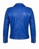 Men's Royal Blue Genuine Leather Biker Jacket Handmade Motorcycle Slim Fit Coat