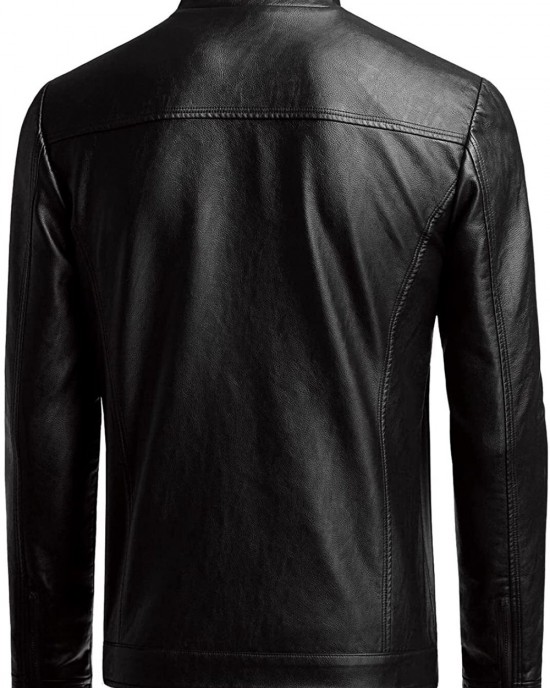 Men's Genuine Lambskin Leather Jacket Slim Fit Motorcycle Jacket