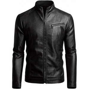 Men's Genuine Lambskin Leather Jacket Slim Fit Motorcycle Jacket