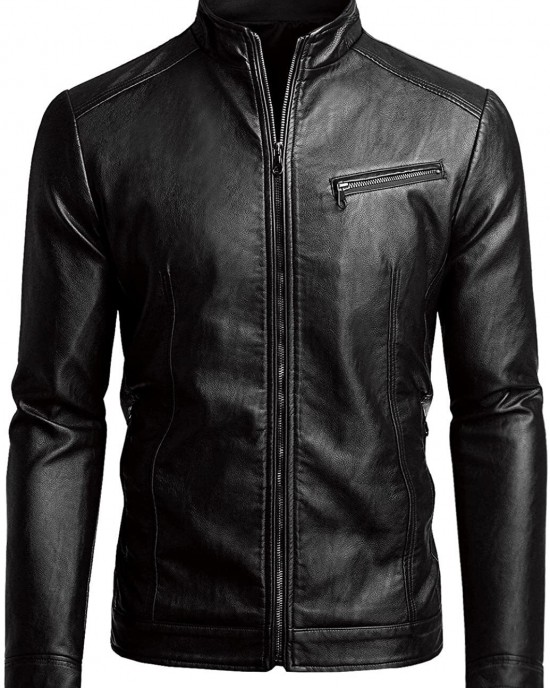 Men's Genuine Lambskin Leather Jacket Slim Fit Motorcycle Jacket
